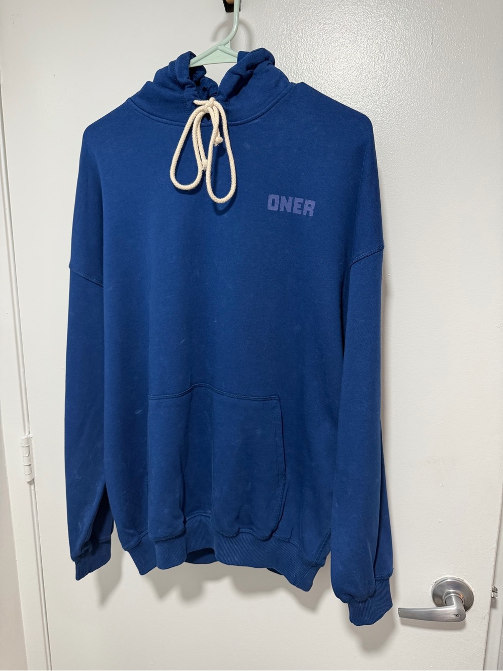NWOT Oner Active Raw Lounge Oversized Hoodie in Washed Vintage Blue - Picture 6 of 10